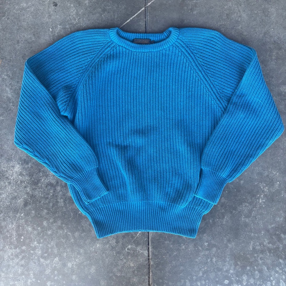 Vintage Eddie Bauer Fisherman Sweater Womens Medium Blue Coastal Outdoor Fall
